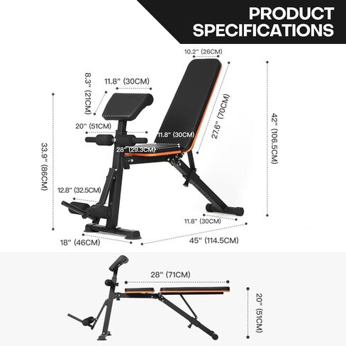 Panana Multi-Functional Gym Bench Adjustable Weight Bench Workout Bench Exercise Strength Versatile Training Fitness Equipment Roman Chair for Hyper Back Extension Home Gym in Kuwait