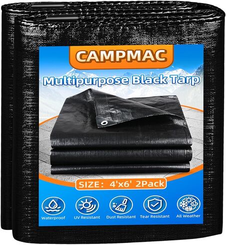 Black Tarps Heavy Duty Waterproof 8x10, 12 Mil Thick, High Durability, Rip and Tear Resistant with Metal Grommets Every 20 Inches in Kuwait