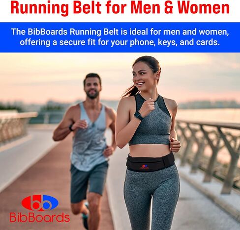 Running Belt for Men & Women - Water & Sweat-Resistant No Bounce Runners Fanny Pack for Phone, Keys, Cards & Money, Adjustable Running Band for Marathon, Jogging, Hiking, Cycling - Black in Saudi Arabia