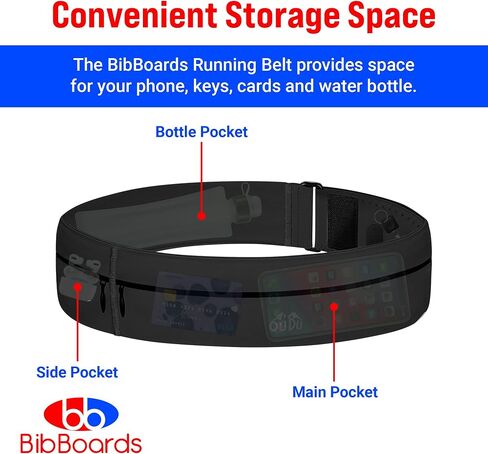 Running Belt for Men & Women - Water & Sweat-Resistant No Bounce Runners Fanny Pack for Phone, Keys, Cards & Money, Adjustable Running Band for Marathon, Jogging, Hiking, Cycling - Black in Saudi Arabia