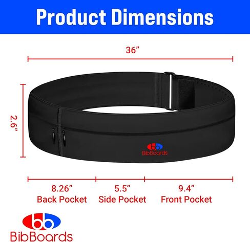 Running Belt for Men & Women - Water & Sweat-Resistant No Bounce Runners Fanny Pack for Phone, Keys, Cards & Money, Adjustable Running Band for Marathon, Jogging, Hiking, Cycling - Black in Saudi Arabia