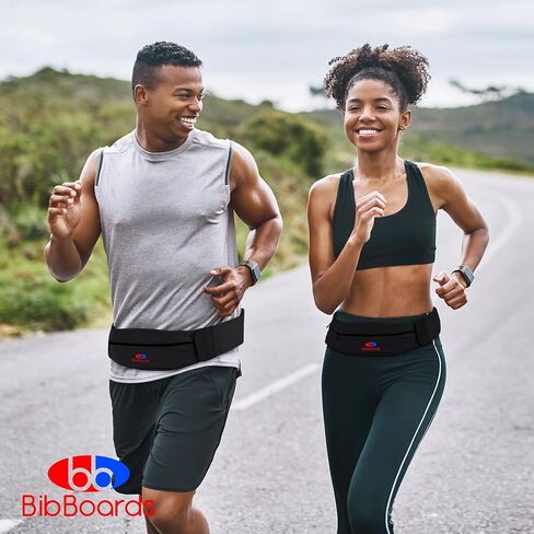 Running Belt for Men & Women - Water & Sweat-Resistant No Bounce Runners Fanny Pack for Phone, Keys, Cards & Money, Adjustable Running Band for Marathon, Jogging, Hiking, Cycling - Black in Saudi Arabia