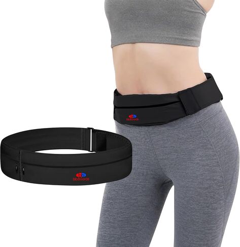 Running Belt for Men & Women - Water & Sweat-Resistant No Bounce Runners Fanny Pack for Phone, Keys, Cards & Money, Adjustable Running Band for Marathon, Jogging, Hiking, Cycling - Black in Saudi Arabia