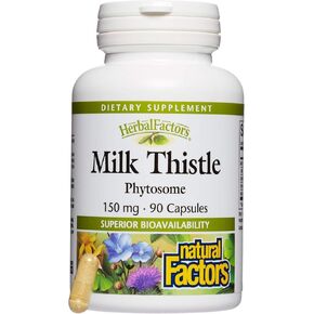 HerbalFactors by Natural Factors, Milk Thistle Phytosome, Promotes Healthy Liver Function with Dandelion and Turmeric, 90 capsules (90 servings)
