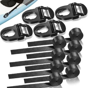 4Pcs Kayak Seat Clips Replacement & 8Pcs Straps,Kayak Seat Clip Parts Fit for Lifetime Emotional,Kayak Seat Belt Clips,Kayak Seat Repair Clip,Kayak Straps Seat Clip with Straps,Kayak Accessories