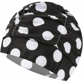 Fabric Swimming Cap for Women Pleated Swimming Hat Floral Swim Cap Turban for Long Hair Swimming Pool Hat Chemo Cap Cancer Headwear for Hair Loss