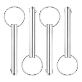 uxcell 4Pcs 9.5mmx61mm Quick Release Pins, 316 Stainless Steel Marine Hardware for Marine Mountain Seat, Ship Outfitting, Shipbuilding, Silver
