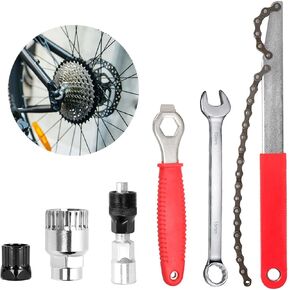 Mountain Bike Repair Tool Kit, Including Bike Crank Extractor with 16mm Wrench + Lock Ring Removal Tool + Bicycle Flywheel Chain Remover Tool, Bicycle Chain Repair Tool