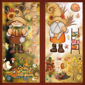 Fall Decorations for Home Thanksgiving Dwarf Fall Window Clings for Glass Fall Window Stickers Thanksgiving Fall Decor for Home Office Fall Decor for Indoor Outdoor