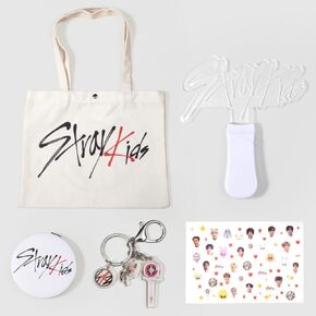 Kpop Stray Kids Fan Gift Set, Stray Kids Set Includes, SKZ Handbag, Acrylic Fluorescent Rod Hand lamp, Nail Sticker, Key Chain, Mirror, SKZ Fan Gift