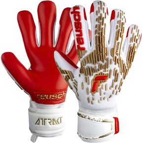 Reusch Attrakt Freegel قفازات حارس المرمى لدعم الأصابع، أبيض/ذهبي/أحمر ناري، مقاس 9 in Kuwait