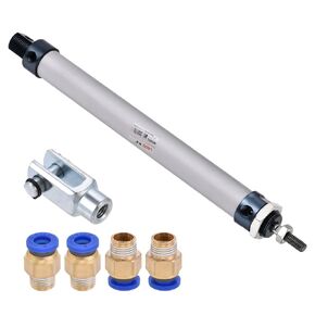 PATIKIL 20mm Bore 175mm Stroke Pneumatic Air Cylinder, Single Rod Double Action with Y Connector and 4Pcs Quick Fittings