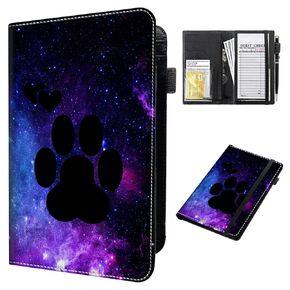 Server Books for Waitress,BEOTIWAD Leather Waiter Books Server Wallet with Zipper and Check Book Holder Money Pocket Personal Organizer Wallet Fit Server Aprons,Moon Star Galaxy Floral