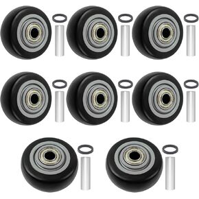 8 Pcs 3 Inch Push Cart PU Caster Kits, Shelf Replacement 3" Casters, Cargo Elevator Front Casters, Replacement Casters for Platform Trucks, Snow Blower, Grill 3" x 1.25" Casters 3/8" Axle
