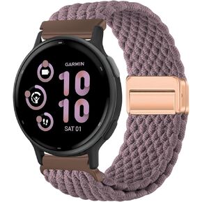 Braided Nylon Band Compatible with Garmin Vivoactive 5/ Vivoactive 3 Watch Band, 20mm Magnetic Stretchy Strap Replacement for Garmin Venu/Venu Sq/Vivoactive 3 Music/Forerunner 645/245 Music