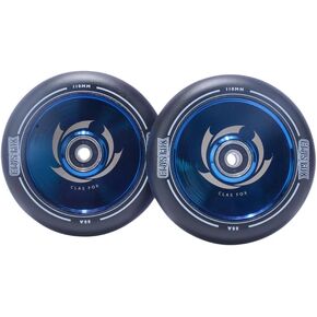 1 Pair Pro Stunt Scooter Wheel Hollow Wheels with Abec 9 Bearings for MGP/Razor/Lucky/Envy/Vokul Scooter (2pcs) (White-Rainbow, 120MM)
