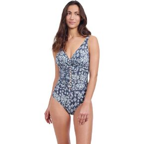Profile by Gottex Women's Flores Beaded D Cup V-Neck One Piece Bathing Suit