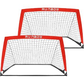 RUNBOW 4x3 ft Portable Kids Soccer Goal for Backyard Toddler Small Soccer Goal Net Set of 2 with Carrying Bag