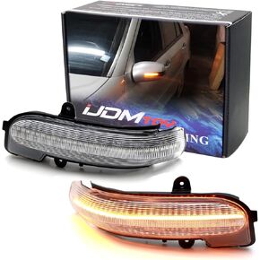 iJDMTOY عدسة مدخنة وميض ديناميكي متسلسل / تدفق كامل LED مرآة جانبية مجموعة ضوء إشارة الانعطاف متوافقة مع Mercedes Benz 2001-2007 W203 C-Class Sedan أو C230 Kompressor SportCoup؟؟