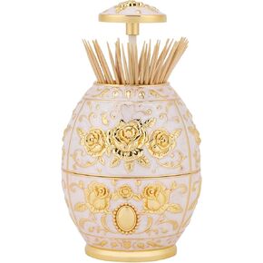 Toothpick Dispenser, Portable Retractable Toothpick Dispenser Retro Up Toothpick Case Zinc Alloy Hand Press Toothpick Holder for Kitchen Accessories