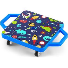 Sport Scooters Plastic Casters Floor Scooter Board with Handles Sitting Gym Scooters Sport Scooter for Kids Children Parents Gym Indoor Outdoor Activities Play Equipment
