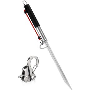 39'' Sand Spike Boat Anchor Pole, with Stainless Steel Boat Anchor Hook, for Shallow Water Shore, Beach, Sandbar