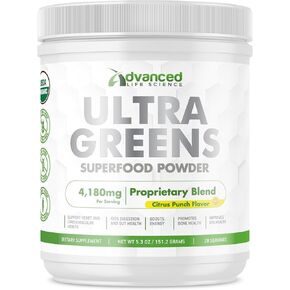 Ultra Green Superfood Powder – Green Based Supplement Drink – 151.2 g (5.3 oz.) Green Powder Tub – Energy Booster – Better Cardiovascular and Gut Health