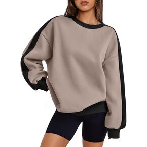Trendy Queen Womens Oversized Sweatshirts Crewneck Hoodies Color Block Long Sleeve Pullover Fall Clothes 2024