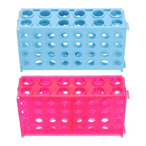 PATIKIL 80 Wells Tube Rack, 1 Set Vial Rack Four Panel Centrifuge Tube Holder for Microcentrifuge Tubes 0.5/1.5/2.0/10/15/50ml, Blue Pink