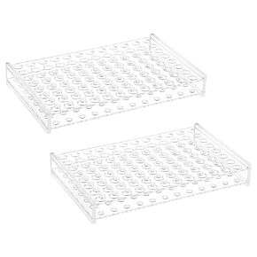 PATIKIL 96 Holes Tube Rack, 2Pcs 11mm Round Hole Acrylic Tube Holder Stand Suitable for Less Than 11mm Dia Tube for Laboratory Scientific Experiments, Clear
