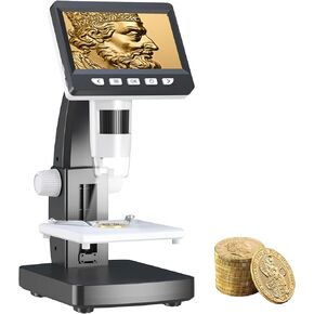 Coin Microscope - Aopick 1000X LCD Digital Microscope with Stage and Stage Clips, 1080P USB Coin Magnifier for Error Coins with 8 Adjustable LED Lights, PC View, Compatible with MacOS Windows