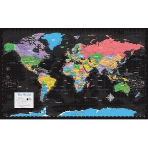 Laminated World Map Poster - Map of the World Chart [Light Blue]