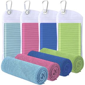 [Set of 4] Cooling Towel 40x12, Soft and Breathable Yoga Towel, Football Towel, Running, Cruise, Camping, Beach, Fitness(Click to Select Light Blue/Rose Red/Dark Blue/Green)