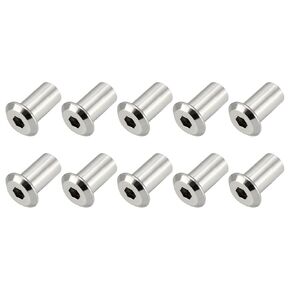 METALLIXITY Rivet Hex Socket Head Nuts (M10x21mm) 10Pcs, Nickel Plated Iron Rivet Cap Insert Nut - for Furniture, Bookshelf, Wardrobe, Silver Tone