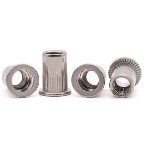 M10 x 21mm Stainless Steel Rivet Nut Rivnut, Flat Head Threaded Rivetnut Insert, 304 Stainless Steel 18-8, Knurled Body, Pack of 20