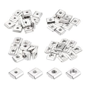 uxcell M4/M5/M6/M8 48Pcs T Nut Tee Sliding Slot Nuts T-Slot Nut Nickel Plated for 3030 Series T Slot Aluminum Extrusion Profile
