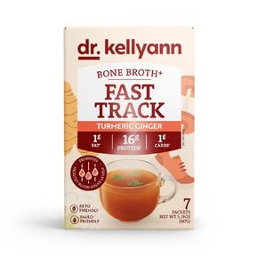 Dr. Kellyann Bone Broth Powder Packets, Fast Track (7 Servings, 1 Box) - 16g Protein/Serving, 100% Grass-Fed Hydrolyzed Collagen, Keto & Paleo Friendly