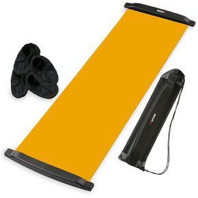 Slide Board(71"L x 20"W),Balance Workout Sliders with End Stops,Exercise Slide Board With 1 Mesh Carrying Bag,2 Sets of Shoes Booties for Beginners and Pros