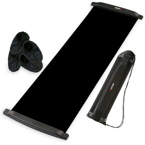 Slide Board(71"L x 20"W),Balance Workout Sliders with End Stops,Exercise Slide Board With 1 Mesh Carrying Bag,2 Sets of Shoes Booties for Beginners and Pros