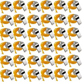 36PCS Whistle, Stainless Steel Sports Whistles with Lanyard, Loud Crisp Sound Whistles Great for Coaches, Referees, and Officials