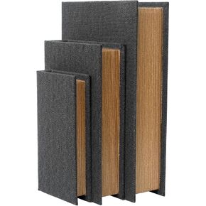 Modern Linen and Wood Decorative Faux Book Boxes Set of 3-13",10",8" - White