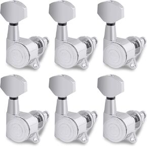 Locking Guitar String Tuning Pegs Sealed Machine Heads Tuners Tuning Keys 6 In Line for Right Handed Electric Guitar or Acoustic Guitar Gold.