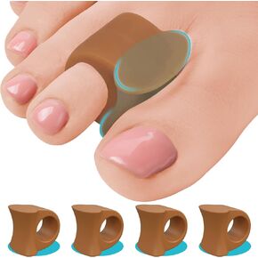 Toe Separators Hammer Toe Straightener - 4-Pack Big Toe Spacers - Gel Spreader - Correct Crooked Toes - Bunion Corrector and Bunion Relief - Pads for Overlapping, Hallux Valgus, Yoga - White