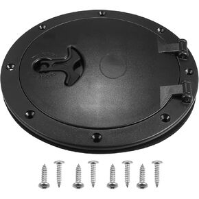 X AUTOHAUX 1 Set 6 Inch Boat Inspection Deck Plate Hatch Marine Round Inspection Hatch Deck Plate W/Detachable Cover Water Tight Black