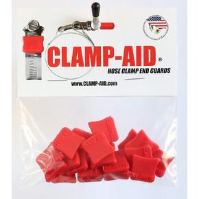 Marine Automatic Bilge Pump Kit Hose Clamp end caps by CLAMP-AID. For 1/2" wide bands. Boat engine accessories. Package of 20. Color: Red