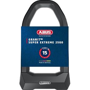 ABUS U-Lock Granit™ Super Extreme 2500/165HB230 - specialised Bicycle Lock for Bicycles and e-Bikes Against Saw Attacks with Angle Grinders - ABUS Security Level 15, USH2500