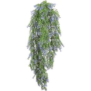 1 Piece Hanging Artificial Plants for Home Decor Faux Vines Greenery Floral Plant 30 inches for Room Garden Patio Indoor Outdoor Wall Decoration, Green with Lavender