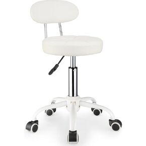 Swivel Stool with Wheels Height Adjustable Rolling Spa Stool Chair Backrest Black
