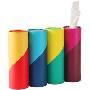 حامل مناديل السيارة مع مناديل الوجه - 4 قطع - أنابيب مناديل السفر لحامل أكواب السيارة وحاوية صندوق أسطواني in Kuwait