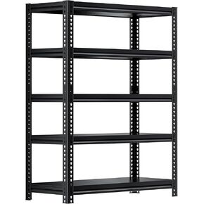 72" H Garage Shelving Heavy Duty Storage Shelves Loads 2000LBS,Adjustable 5 Tier Garage Storage Shelves Rack Shelf for Basement, Pantry, Warehouse, Kitchen, 72" H x 31.5" W x 15.7" D, Black